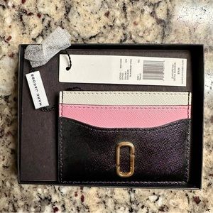 Marc Jacobs Card Case- baby pink/black/white with gold hardware (NWT)